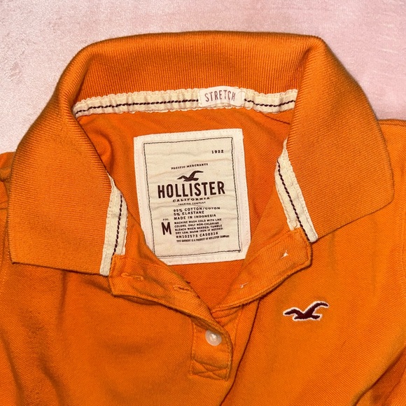 Hollister Orange Stretch Polo Top with Embroidered Logo · Size M - Picture 2 of 6